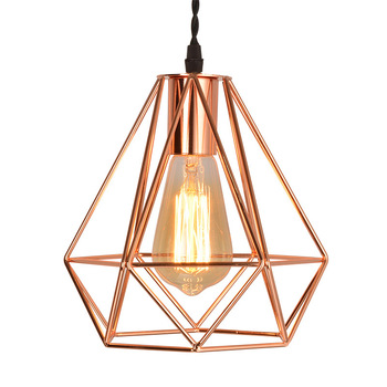 New modern plating metal cage pendant lamp vintage plating rose gold birdcage creative hanging lamp for restaurant living room